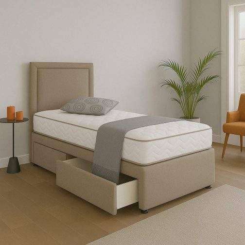 Single Sky Divan Bed with Mattress, Headboard & Storage Drawers – 2FT6/3FT | Kids & Adults - Image 5