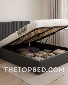 TheTopBed OTTOMAN STORAGE GAS LIFT UP VELVET BED FRAME – SINGLE, SMALL DOUBLE, 4FT6, KING SIZE