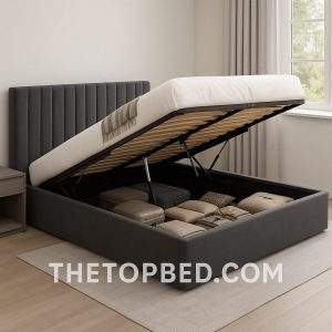 TheTopBed OTTOMAN STORAGE GAS LIFT UP VELVET BED FRAME – SINGLE, SMALL DOUBLE, 4FT6, KING SIZE