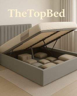 TheTopBed OTTOMAN STORAGE GAS LIFT UP VELVET BED FRAME – SINGLE, SMALL DOUBLE, 4FT6, KING SIZE