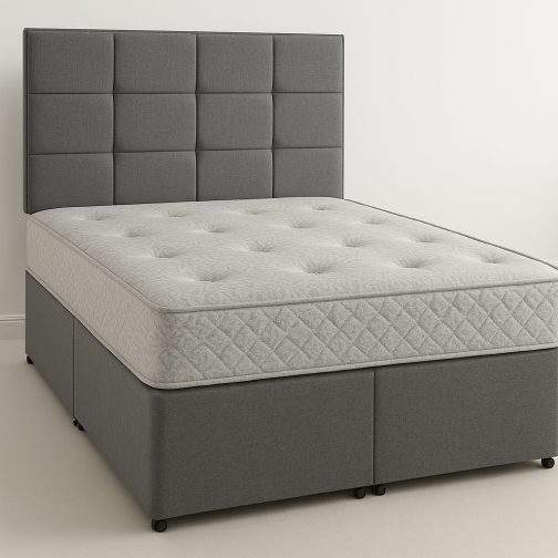 Fabric Divan Bed Set with Mattress and Headboard – Upholstered Platform Base – Medium Firm Coil Spring Mattress – Modern Bedroom Furniture - Image 2