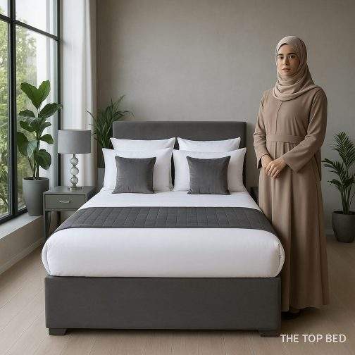 The Top Bed Charcoal Grey Divan Base Wrap Valance – Single, Double, King & Superking Sizes - Image 2