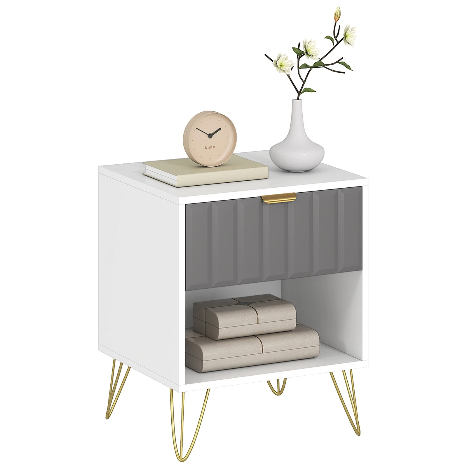 Modern Bedside Drawers Cabinet with Storage – White