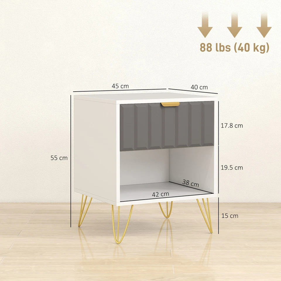 Modern Bedside Drawers Cabinet with Storage – White - Image 3