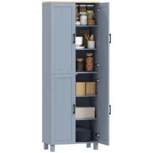 Modern Kitchen Cupboard Storage Cabinet with 6 Shelves – Grey