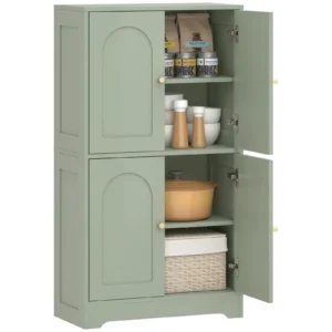 The Top Bed 110cm Kitchen Cupboard with 4 Arched Doors – Green Storage Cabinet with Adjustable Shelves