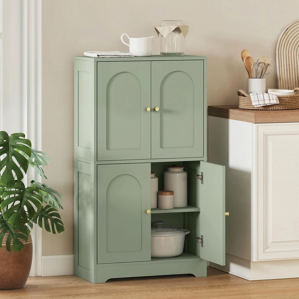 The Top Bed 110cm Kitchen Cupboard with 4 Arched Doors – Green Storage Cabinet with Adjustable Shelves - Image 2