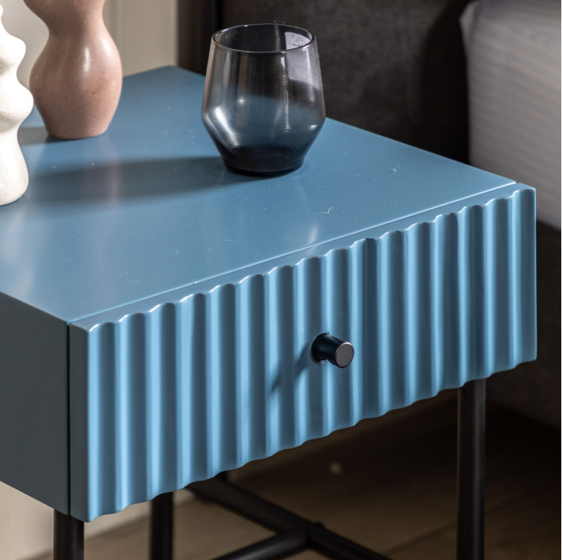 Arabella Bedside Table – Blue | Modern Elegance & Industrial Charm - Image 2