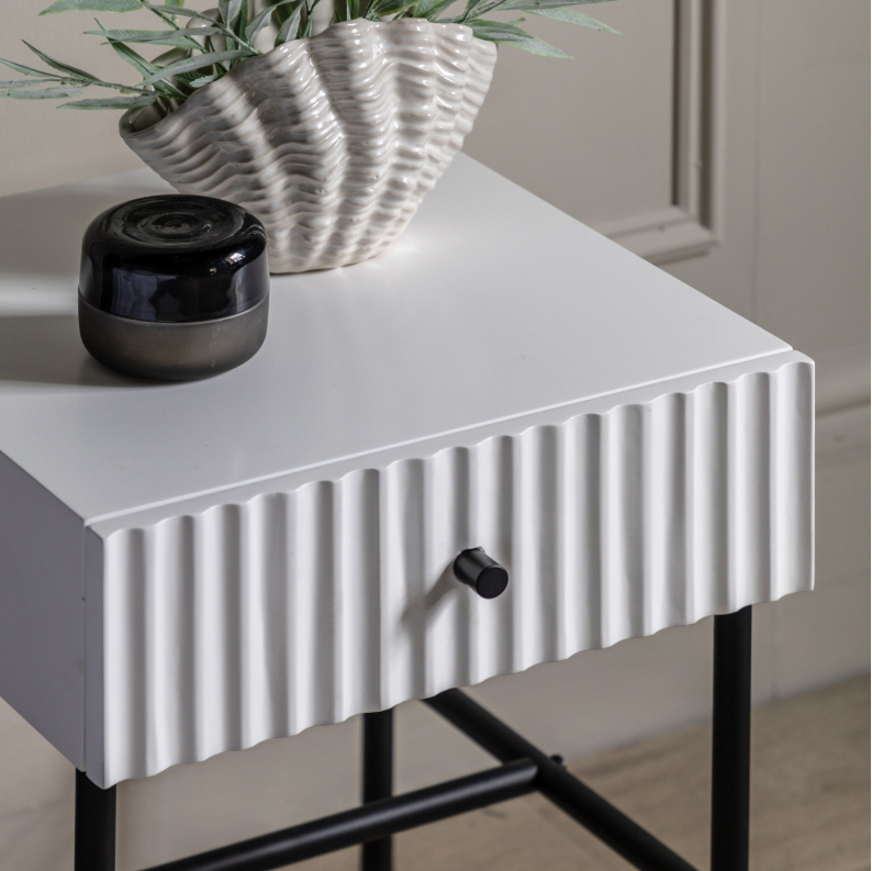 Arabella Bedside Table – White | Modern Elegance & Industrial Charm - Image 3