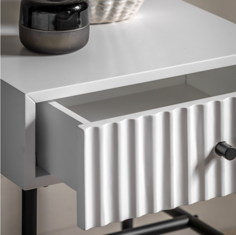 Arabella Bedside Table – White | Modern Elegance & Industrial Charm - Image 2