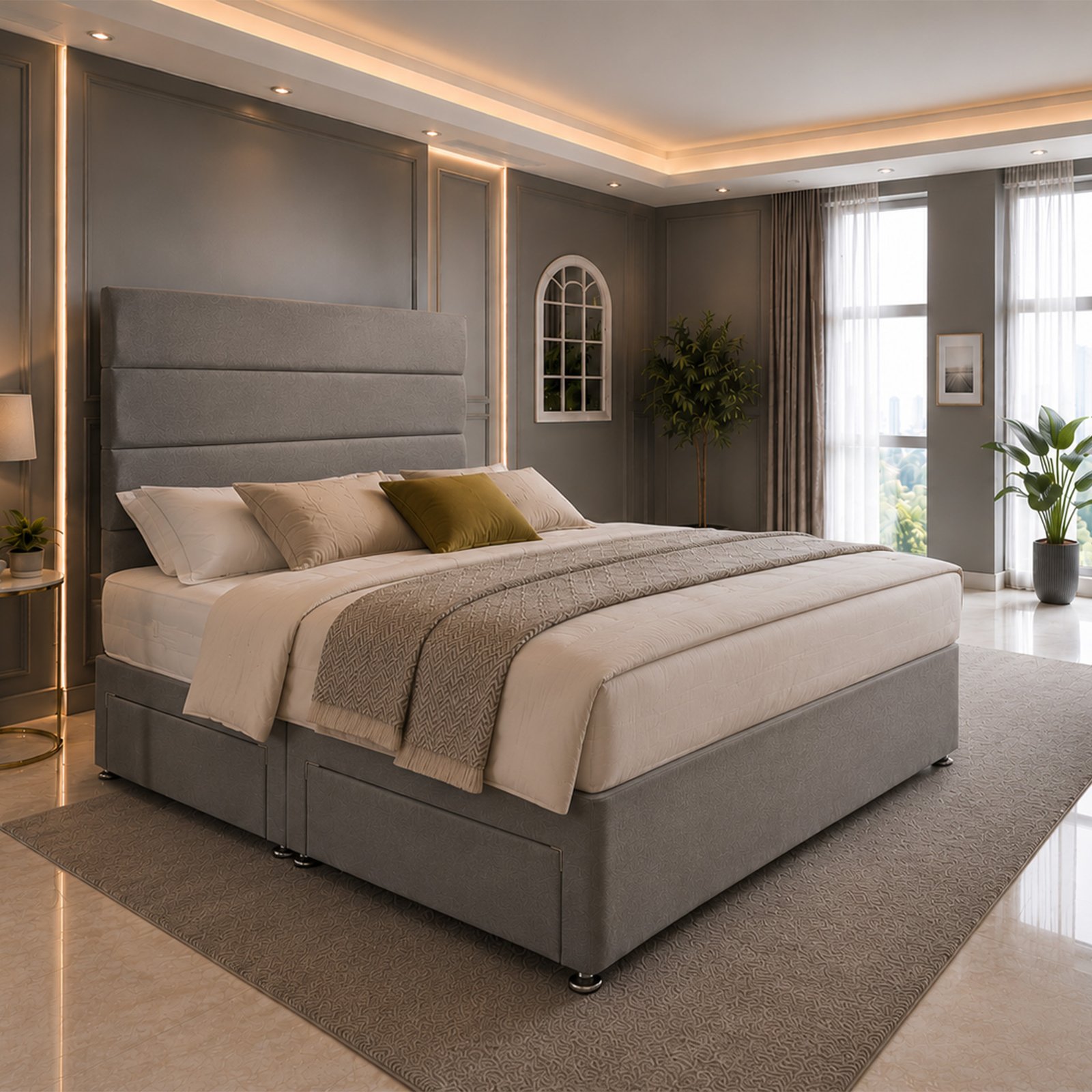 Dublin Headboard Divan Set | Choice of Mattress & Optional Storage