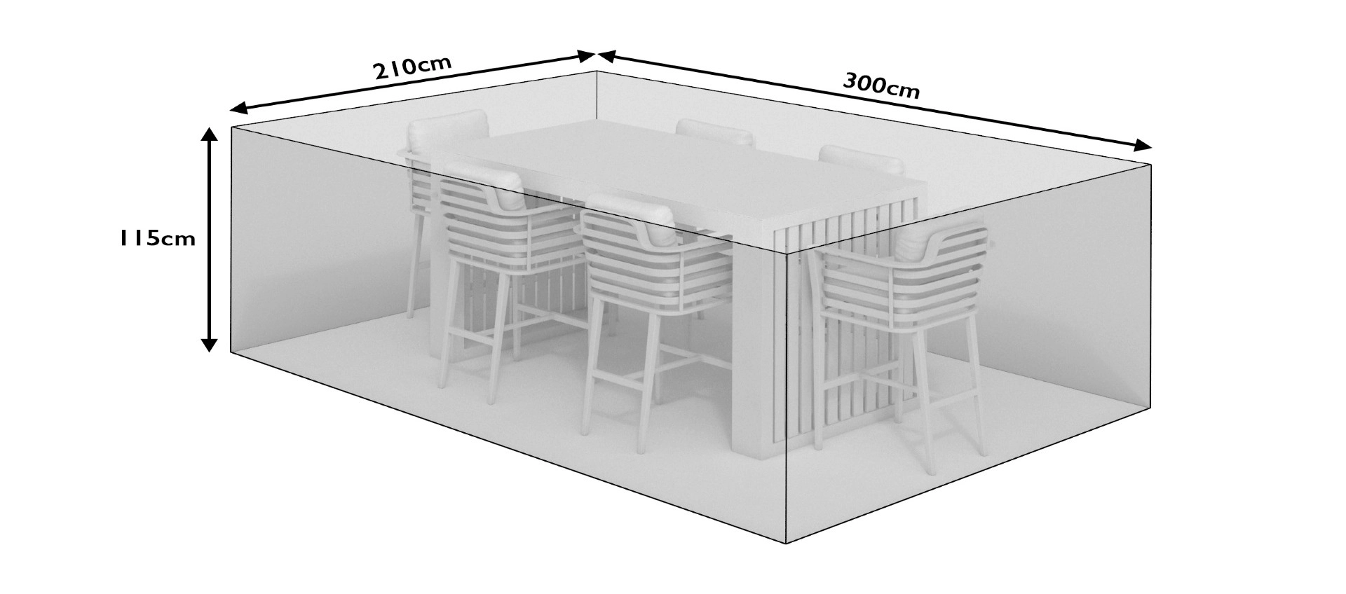 210cm All-Weather 6-Seat Bar Set Cover