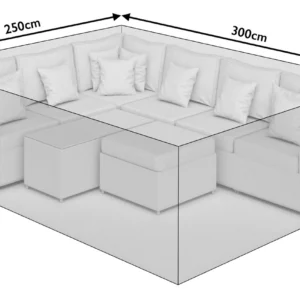 300cm All-Weather Extended Corner Sofa & Rectangle Dining Cover