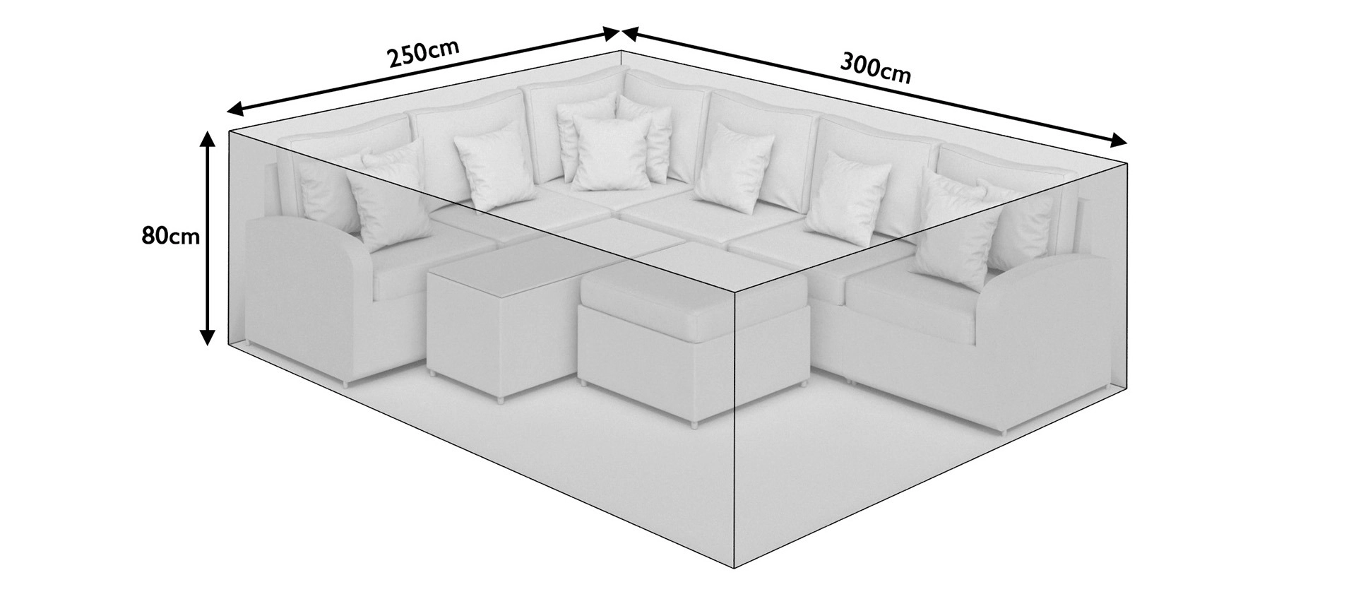 300cm All-Weather Extended Corner Sofa & Rectangle Dining Cover