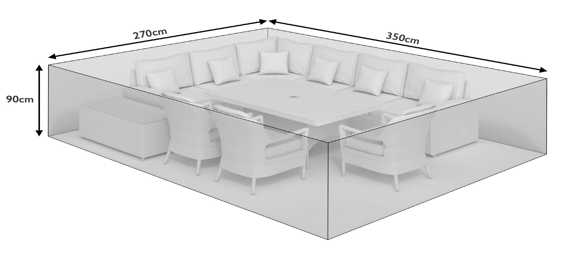 350cm All-Weather Large Extended Corner Sofa & Dining Cover