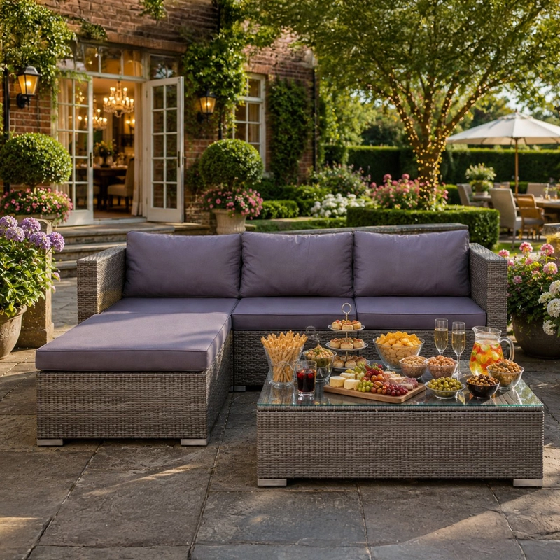 4-Piece Modular Rattan Outdoor Lounge Ensemble - Image 4