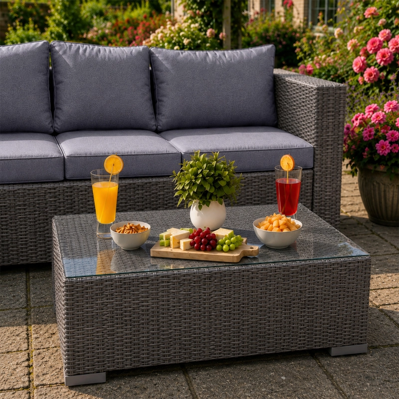 4-Piece Modular Rattan Outdoor Lounge Ensemble - Image 3