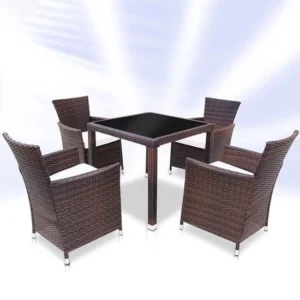 5-Piece Premium Weatherproof Rattan Dining Collection
