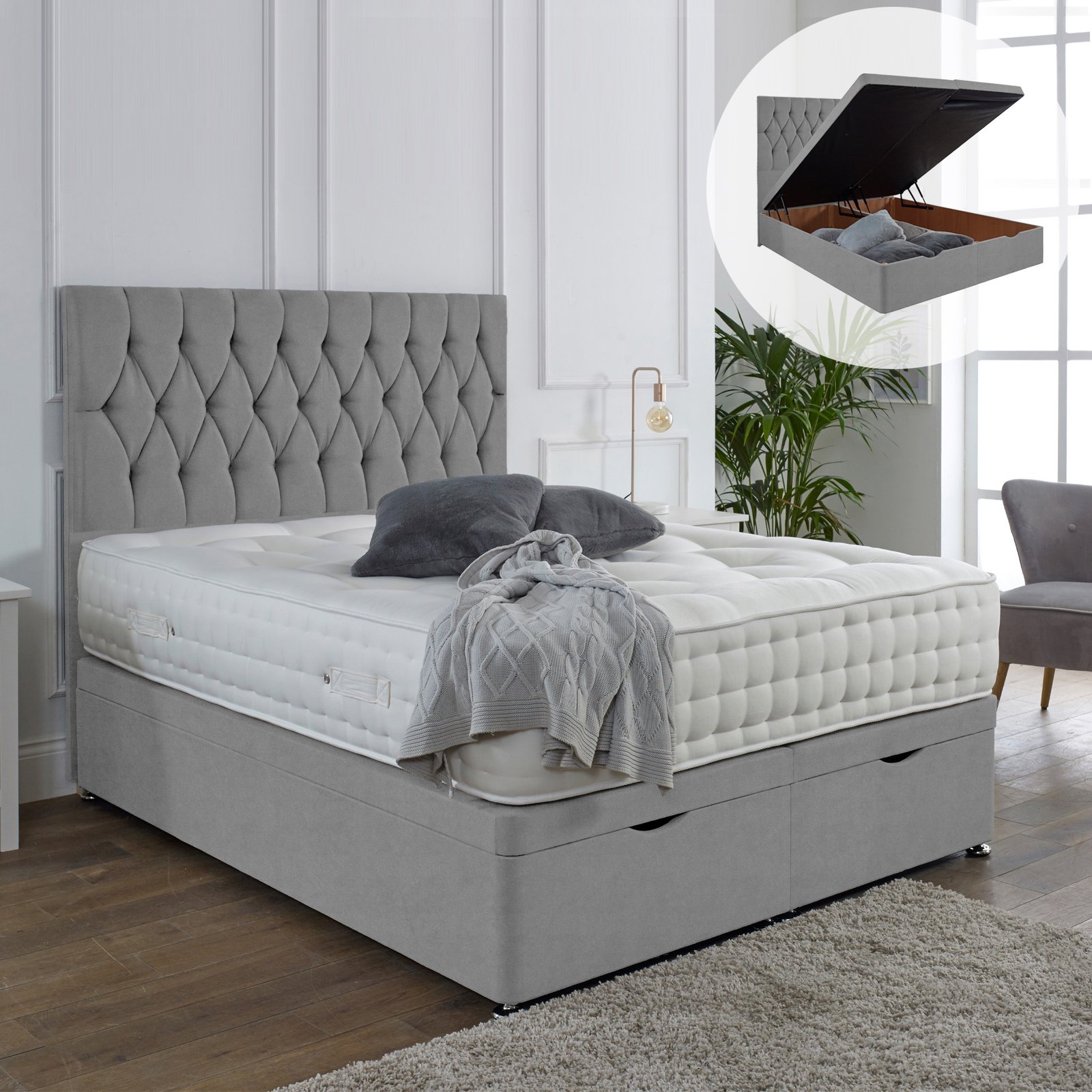 Albans Ottoman End Lift Storage Divan Bed – Industrial Strength & Luxury Design