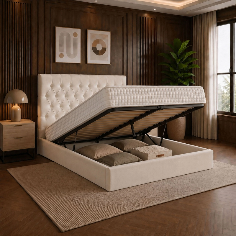 Celine Ottoman Storage Bed – Luxury Velvet Silhouette & Heavy-Duty Gas-Lift Storage - Image 2