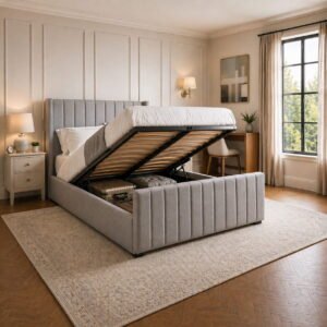Elisa Ottoman Storage Bed – Luxury Velvet Tailoring & Heavy-Duty Gas-Lift Storage