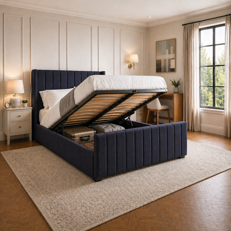 Elisa Ottoman Storage Bed – Luxury Velvet Tailoring & Heavy-Duty Gas-Lift Storage - Image 2