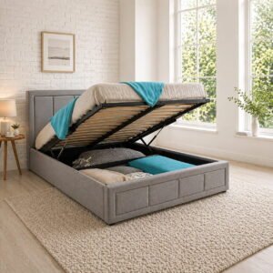 Gia Upholstered Ottoman Bed – Tailored Damask Styling & Heavy-Duty Gas-Lift Storage