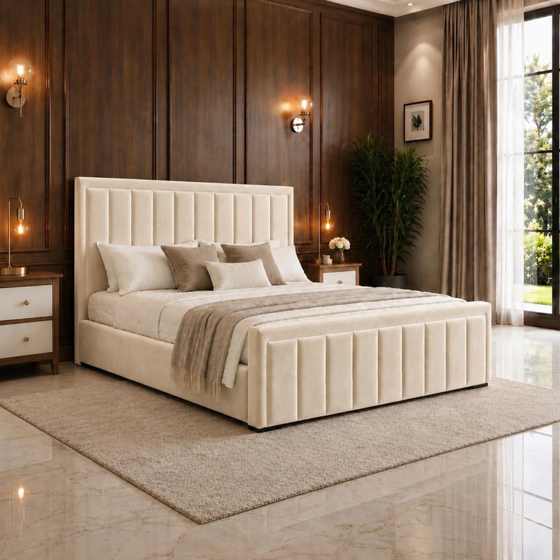 Giselle Ottoman Bed – Elegant Velvet Panel Work & Heavy-Duty Hydraulic Storage - Image 2