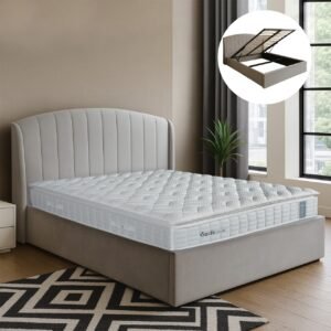 Isabelle Upholstered Ottoman Bed – Tailored Damask Styling & Heavy-Duty Gas-Lift Storage