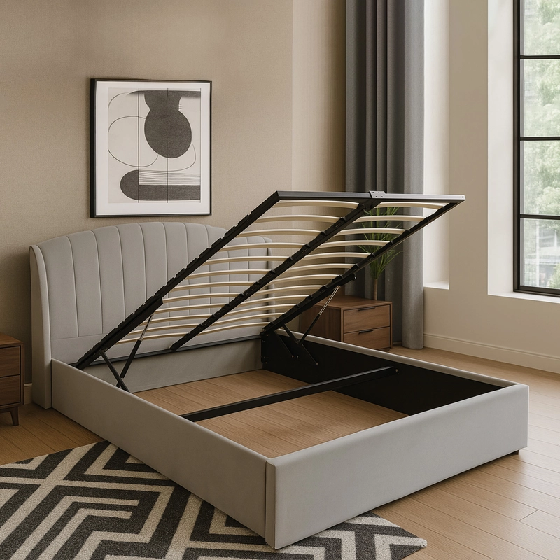 Isabelle Upholstered Ottoman Bed – Tailored Damask Styling & Heavy-Duty Gas-Lift Storage - Image 2