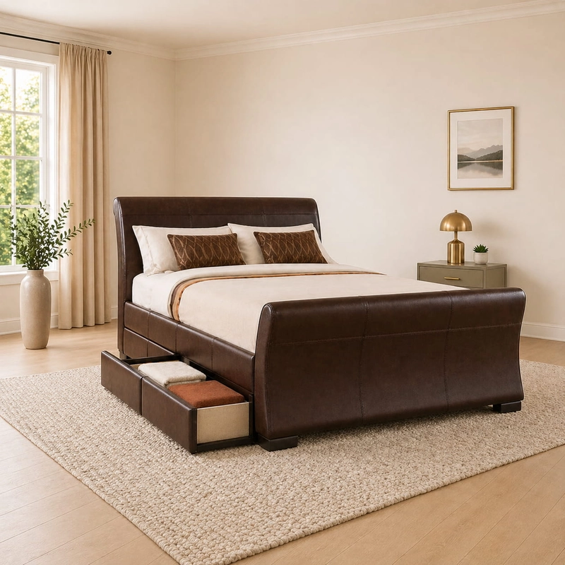 Leesa Four Drawer Storage Bed – Modern Curved Silhouette & Seamless Storage - Image 2
