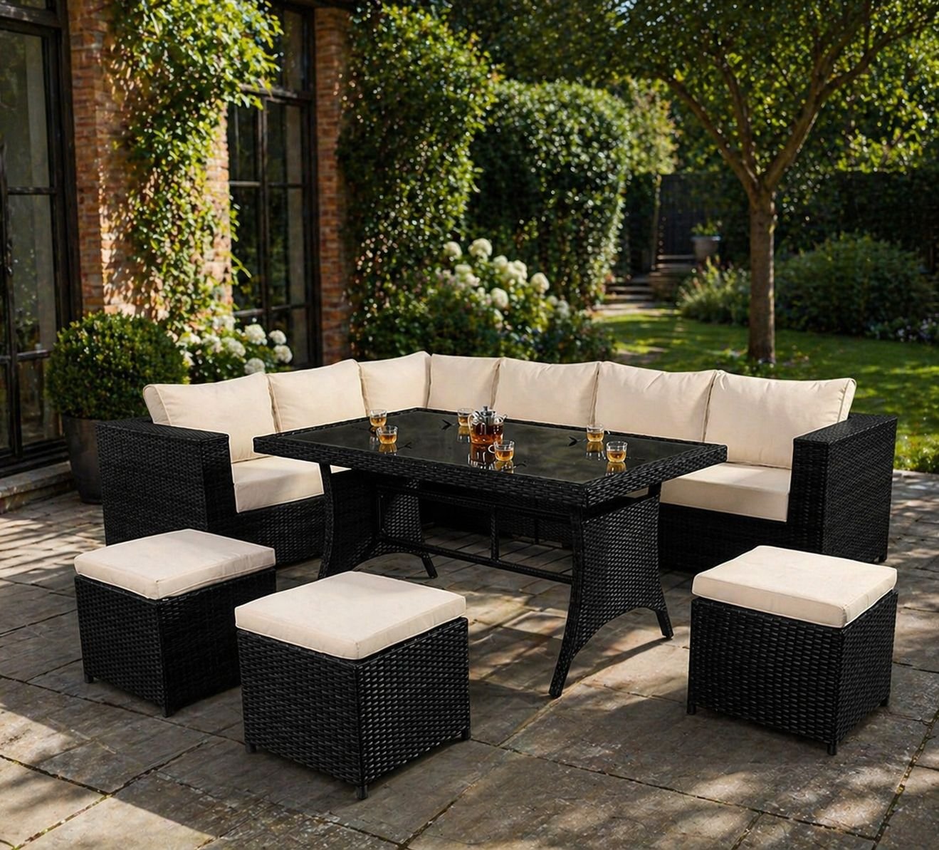 Luxury 8-Seater L-Shaped Corner Dining & Lounging Set