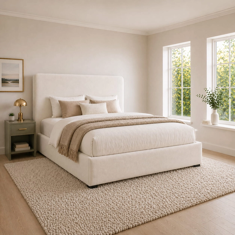 Milan Ottoman Storage Bed – High-Texture Bouclé Elegance & Heavy-Duty Hydraulic Storage - Image 2