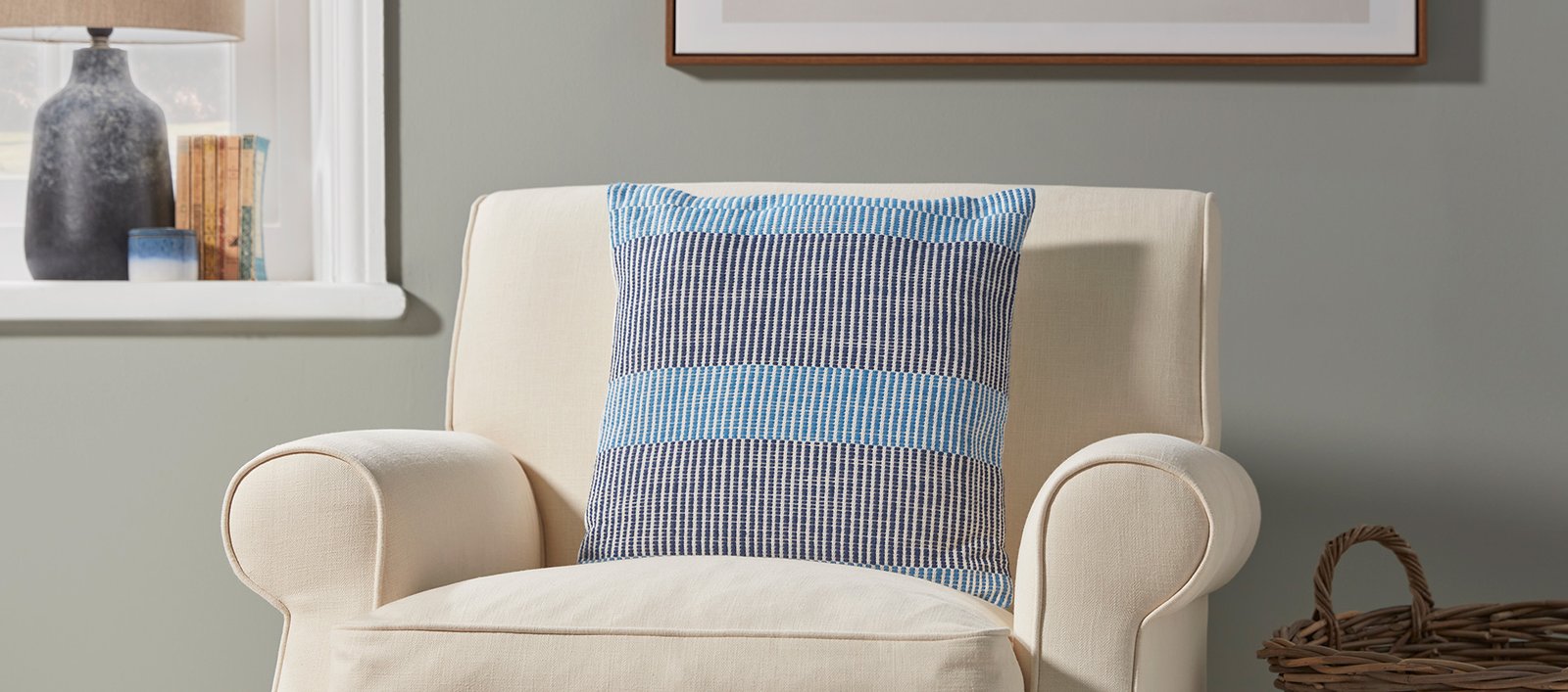 Navy & Cobalt Block Stripe Luxury Scatter Cushion