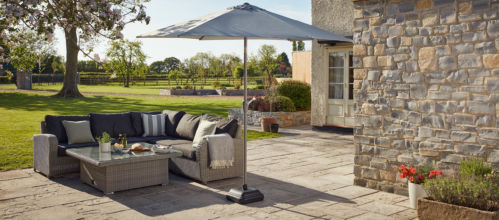 Premium Light Grey Table Parasol