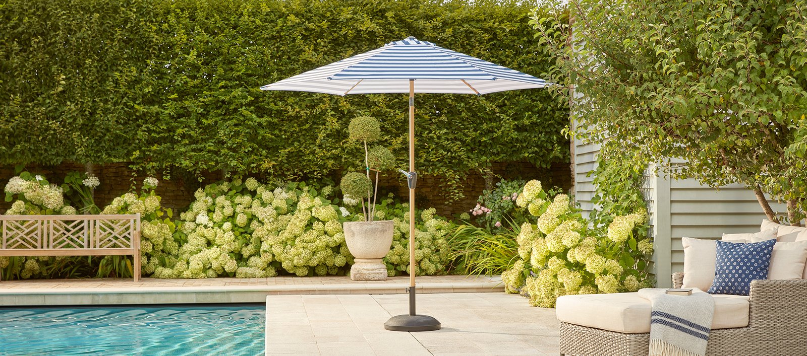 Premium Navy Stripe Table Parasol