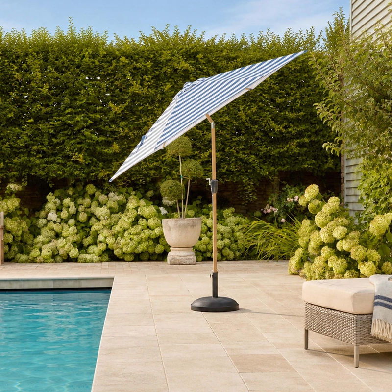 Premium Navy Stripe Table Parasol - Image 5