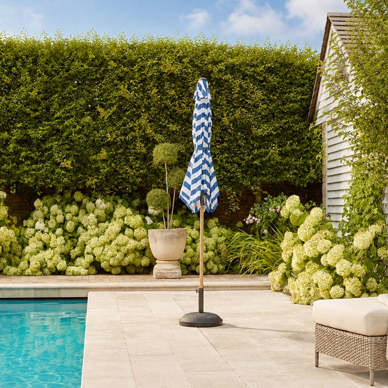 Premium Navy Stripe Table Parasol - Image 4