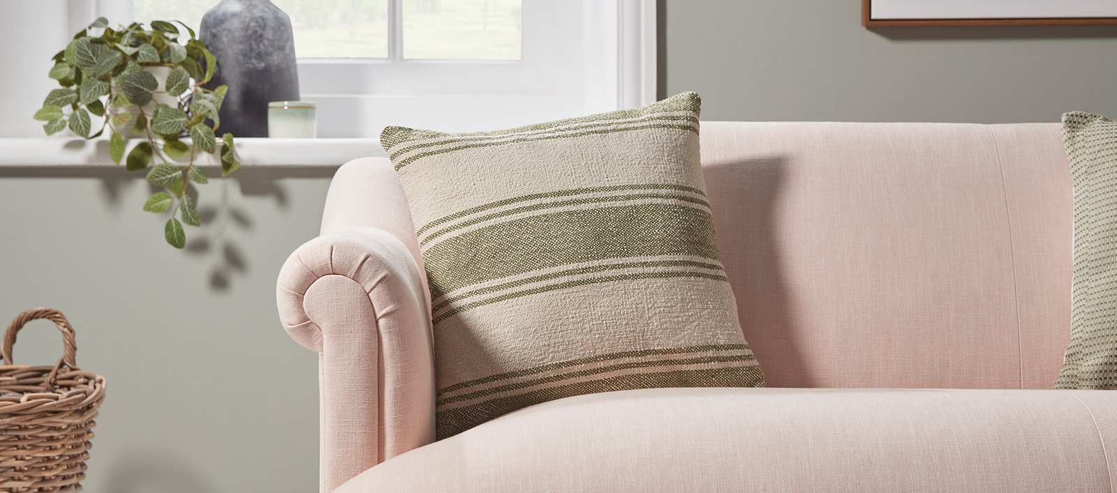Sage Striped Outdoor Cushion (45x45cm)