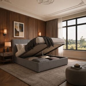 Selena Upholstered Ottoman Bed – Tailored Damask Styling & Heavy-Duty Gas-Lift Storage