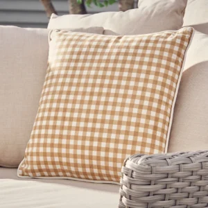 Taupe Gingham Outdoor Cushion (40x40cm)