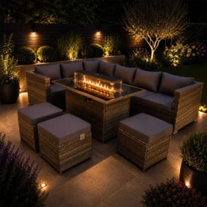 The Willow 8-Seater Luxury Fire Pit Sectional Ensemble