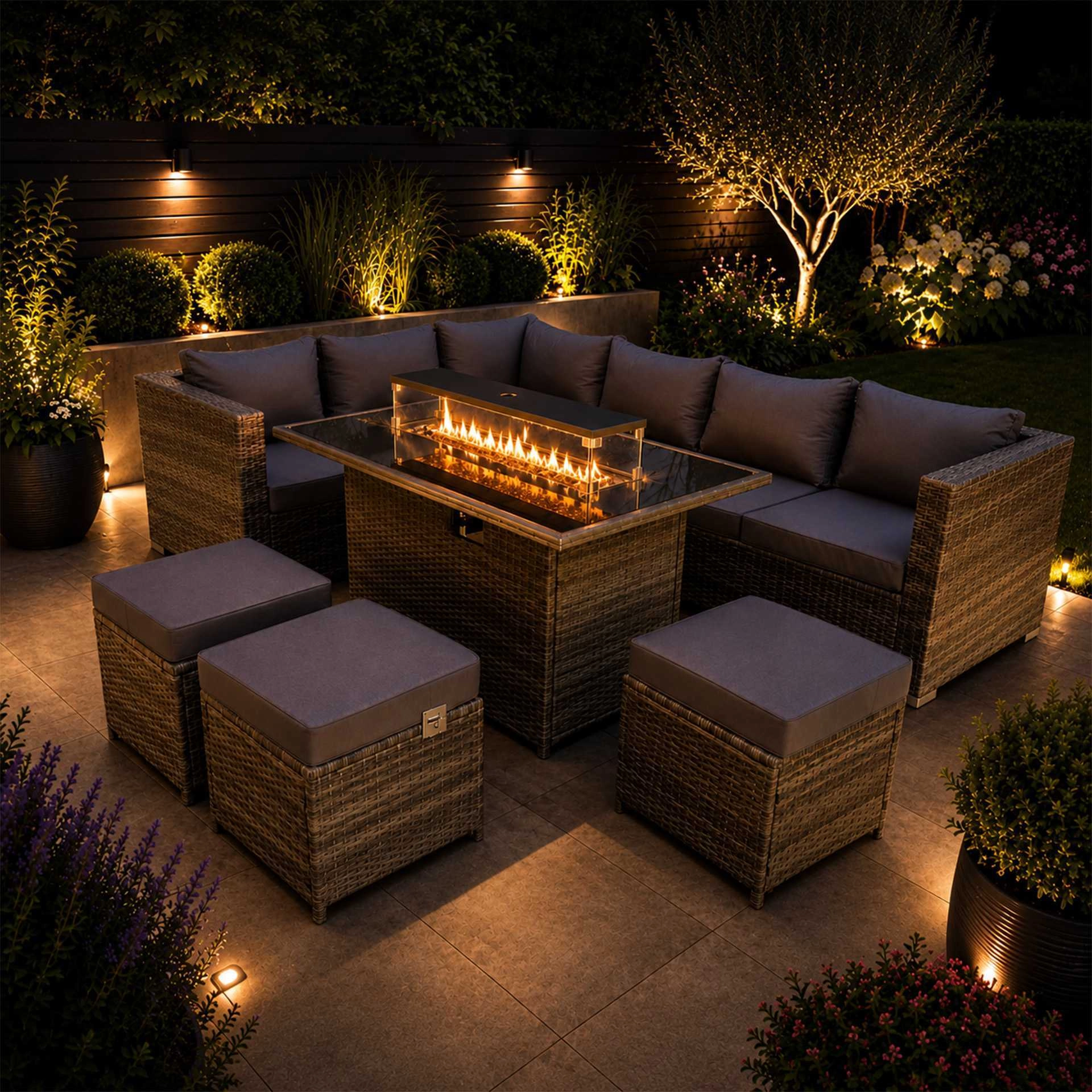 The Willow 8-Seater Luxury Fire Pit Sectional Ensemble