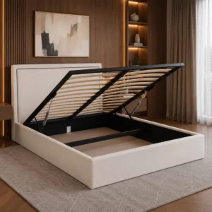 Valencia Ottoman Storage Bed – High-Texture Bouclé Comfort & Heavy-Duty Gas-Lift Storage