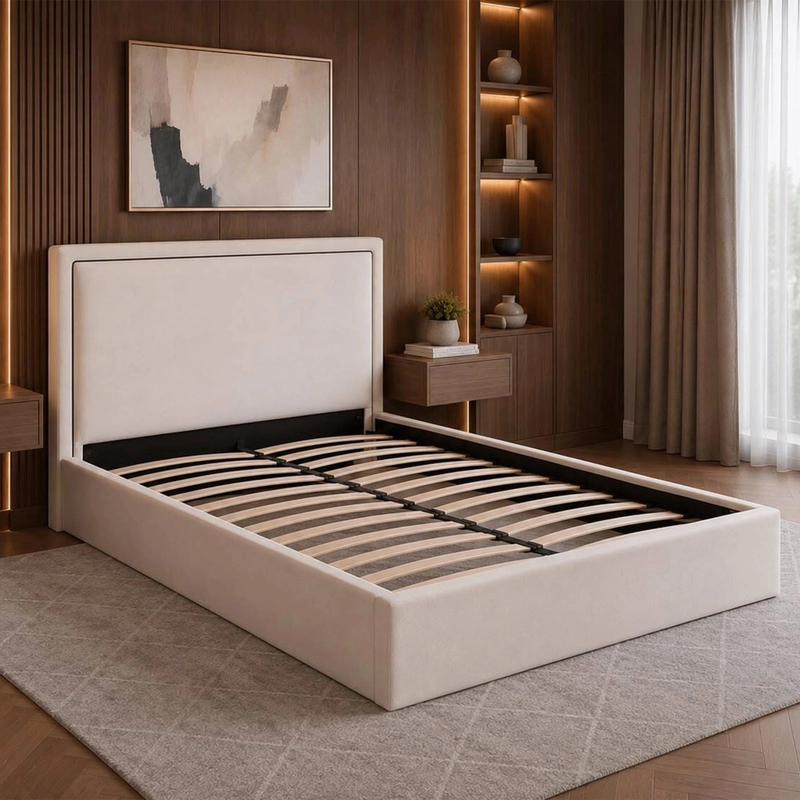 Valencia Ottoman Storage Bed – High-Texture Bouclé Comfort & Heavy-Duty Gas-Lift Storage - Image 4