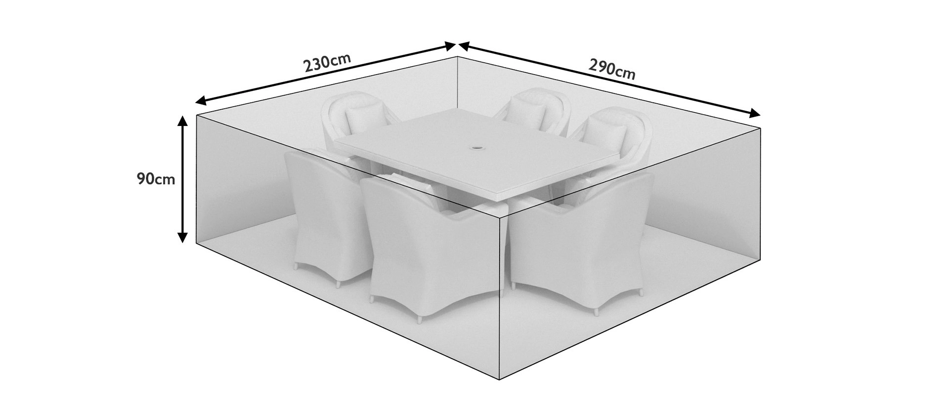 290cm All-Weather Medium Rectangle Dining Set Cover